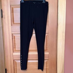 Tricotto Black Leggings with Button Detail